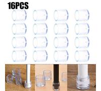 (16pcs, 25mm) Clear Table Chair Legs Cap Feet Silicone Pad Covers Floor Protector Set
