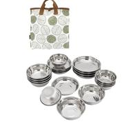 16pcs 304 Stainless Steel Soup Basin Portable Dinnerwares For Camping And Travel Barbecue Tableware Outdoor BBQ Dish Set