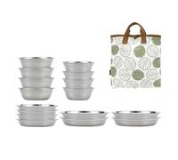 16pcs 304 Stainless Steel Soup Basin Portable Dinnerwares For Camping And Travel Barbecue Tableware Stainless Steel Camping Plates