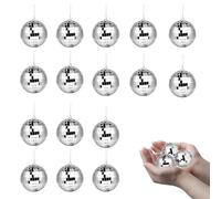 16Pcs 3cm Small Disco Ball Cake Decorations, Mini Mirror Ball Sparkly with Hanging Ring, Silver Glitter Balls, Hanging Disco Light Mirror for DJ Party Wedding Birthday Cake Topper Christmas Tree Decor