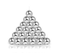 16Pcs 3cm Small Disco Ball Cake Decorations,Silver Glitter Balls Mini Disco Ball,Mirror Balls Sparkly with Hanging Ring,Christmas Tree Bauble Hanging Ball for DJs Party Xmas Wedding Lighting Effect