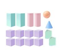 16Pcs 3D Shapes Geometric Solids Math Manipulative Geometry Skills Learning Toys Blocks