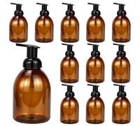 16Pcs 500ml Amber Foaming Soap Dispenser, Empty Plastic Soap Dispenser Refillable Foam Pump Bottle with Pump for Hand Wash, Face Cleanser, Shampoo, Bathroom & Kitchen Use