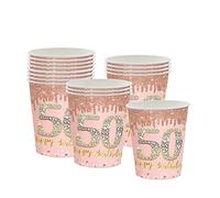 16Pcs 50th Birthday Rose Gold Paper Cups Party Decor,50th Rose Gold Women Birthday Disposable Party Paper Cups,Tableware Decorations for Her,Women, Party Supplie
