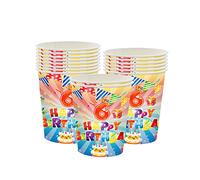 16Pcs 6th Birthday Paper Cups,Colourful Kids 6th Birthday Tableware Party Cups Disposable,Happy 6th Birthday Table Decorations Cup Birthday Gifts for Girls,Boys,Kids 6th Birthday Party Decoration