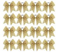 16PCS 8" Large Glitter Cheer Bows for Cheerleaders, CN Sparkly Hair Bows with Elastic Hair Ties Accessories for Teens Girls Women Cheerleading Softball Competition Sports (Gold)