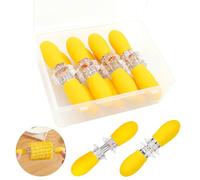 16Pcs/8 Pairs Yellow Corn Holders,PEOUWNES Stainless Steel Corn Cob Holders Corn on The Cob Skewers, Corn on The Grill, Interlocking Design Corn Skewers Forks for Home Cooking BBQ Parties Camping