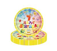 16Pcs 9" Birthday Paper Plates - Colourful Tableware for Kids' 7th Birthday Party Decorations