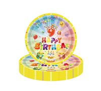 16Pcs 9th Birthday Paper Plates 9", Colorful Tableware Party Plate Disposable, Happy Birthday Table Decorations Luncheon Plate for Girls, Boys, Kids Party Decorations