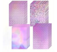 16pcs A4 Sheets Purple Mirror foil Holographic Laser Sparkling Cardstock Card Making DIY Material Craftwork Scrapbooking Gift Wrapping Box