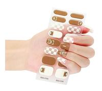 16Pcs Adhesive Full Wrap Gel Art Sticker Gel Wrap Semi Cured Gel Polish Strips Decals