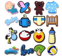 16PCS Baby Boy Shoe Charms, Blue Baby Shower Clog Accessories, It’s a Boy Gender Reveal Gifts, Cute PVC Decorations for Clog Shoes, Perfect for Birthdays, Holidays, Teens & Adults