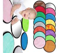 16Pcs Baby Sensory Discs for Development Soft Machine-Washable Fabric Cognitive Growth Activity Mats Safe Infant Touch and Feel Mattresses