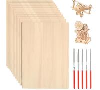 16Pcs Balsa Wood Sheets, with 5 Tools Balsa Wood Sheets, Laser Cutting, Model Building, 10x15x0.2cm, Smooth Surface for Crafts, Wedding Decor, School Projects