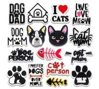 16Pcs Baseball Soccer Volleyball Truck Car Camping Horror Fishing Pet Farm Goose Panda Shoe Charms for Croc Bubble Slides Sandals Clogs, Shoe Decorations for Adults Men Women Boys Girls, Dog & Cat