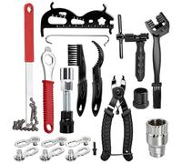 16PCS Bike Chain Tool Sets with Bike Chain Tool, Crank Cassette Removal Tool, Chain Whip, Bicycle Cleaning KitSpoke Wrench, Flywheel Sprocket Remover for Road Mountain Bike 6-12 Speed Chain