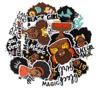 16PCS Black Girl Magic Iron on Patches Afro Melanin Queen Embroidered Empowerment Diversity Applique for Clothing Jackets Jeans Trucker Hats Bags Backpacks DIY Inspirational Quotes for Women Girls