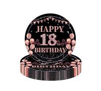 16Pcs Black Rose Gold 18th Birthday Paper Plates 9",Birthday Tableware Party Plate Disposable,Happy 18th Birthday Table Decorations Plates Birthday Gifts for Girls,Her 18th Birthday Party Supplies