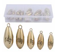 16pcs Box Outdoor Fishing Copper Sinkers Weights Durable Water Drop Shape for Far Casting Fast Sinking Deep Water Fishing Anglers Tackle Accessory