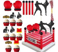 16PCS Boxing Cake Topper for Men Boxing Theme Party Decorations Wrestling Cake Topper Set
