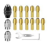 16PCS Brass Collets Chuck Nuts Wrenches Suitable for 1/32" to 1/8" Shank Drill Bits Sanding Drums Wire Brushes