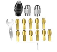 16PCS Brass Collets Keyless Chuck Nuts Drill Chuck Collet Set for 1/32" to 1/8" Shank Compatible for Dremel Rotary Tool