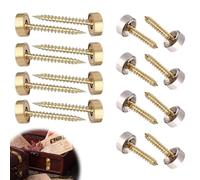 16PCS Brass Decorative Screws with Caps, 12mm Brass Screw with Cap Sturdy and Durable Mirror Screws with Chrome Caps for Furniture Cabinet Door Window Painting Mirror Fixing(Silver, Gold)