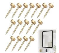 16PCS Brass Decorative Screws with Caps for Elegant Surface Finish 12mm Brass Screw with Cap Sturdy and Durable Mirror Screws with Chrome Caps for Furniture Cabinet Door Window Painting Mirror Fixing