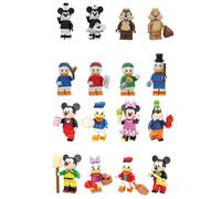(16pcs-C) 24pcs Disney Mickey and Donald Duck Mini Doll Toys Suitable Fit Lego