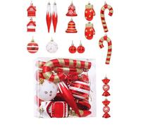 16Pcs Candy Cane Christmas Decorations Candyland Themed Peppermint Lollipop Glitter Christmas Ornament for Home Party Decor (Red, 16pcs)