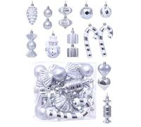 16Pcs Candy Cane Christmas Decorations Candyland Themed Peppermint Lollipop Glitter Christmas Ornament for Home Party Decor (Silver, 16pcs)