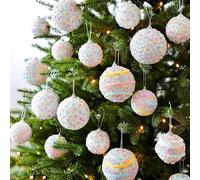 16pcs Candy Christmas Bubbles, Shatterproof Candy Balls Ornaments Christmas Tree Decorations, Pastel Tree Baubles