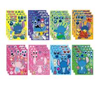 16Pcs Cartoon Blue Make a Face Stickers for Kids,Boys,Girls, DIY Make Your Own Spider Sticker Sheets Birthday Party Favor Bag Personalized Cartoon Stickers for Kids Supplies Gifts
