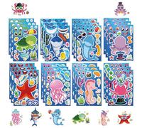 16Pcs Cartoon Blue Make a Face Stickers for Kids,Boys,Girls, DIY Make Your Own Spider Sticker Sheets Birthday Party Favor Bag Personalized Cartoon Stickers for Kids Supplies Gifts