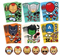 16Pcs Cartoon Hero Make a Face Stickers for Kids,Boys,Girls, DIY Make Your Own Hero Sticker Sheets Birthday Party Favor Bag Personalized Cartoon Stickers for Kids Supplies Gifts