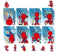 16Pcs Cartoon Hero Make a Face Stickers for Kids,Boys,Girls, DIY Make Your Own Spider Sticker Sheets Birthday Party Favor Bag Personalized Cartoon Stickers for Kids Supplies Gifts