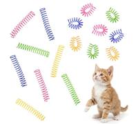 16PCS Cat Spring Toy, 5 Inch Spiral Spring Cat Toy, Elastic Colorful Plastic Cats Coil-Spring Toys for Kitten, 4 Colors Indoor Interactive Springs Toys for Self-Play, Swatting, Biting, Chase, Pouncing