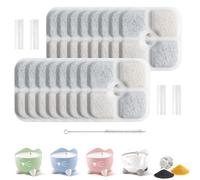 16pcs Cat Water Fountain Filter Compatible with Catit PIXI, Replacement Filter with 4 Hose & 1 Cleaning Brush, Triple Filtration System with Activated Carbon and Resin