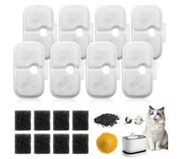 16PCS Cat Water Fountain Filters, Replacement Cat Fountain Filters Set 8 Activated Carbon Filter and 8 Foam Filter Compatible with Petlibro, Waters Fountains and Other Cat Waters Fountains, Pure