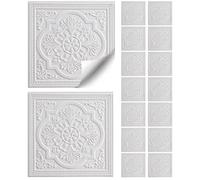 16Pcs Ceiling Tiles Peel and Stick 14x14 Inch Floral Styrofoam Ceiling Tiles Waterproof & Decorative for Home Wall Decor Peel and Stick Tile on Decorative Til