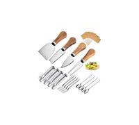 16Pcs Cheese Knives Set with Wooden Handle, Mini Steel Stainless Cheese knife set for Charcuterie and Cheese spread Mini Serving Tongs Spoons Forks
