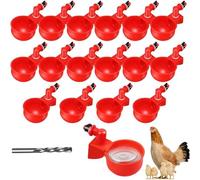 16PCS Chicken Waterer Cups,DIY Automatic Large Automatic Pet Waterer Cups for Ducks,Chicks, Turkeys, Quail, Bunny, Bird and Other Various Poultry Dispenser with Matching Drill (Red)