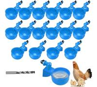 16PCS Chicken Waterer Cups,DIY Automatic Large Automatic Pet Waterer Cups for Ducks,Chicks, Turkeys, Quail, Bunny, Bird and Other Various Poultry Dispenser with Matching Drill (Blue)