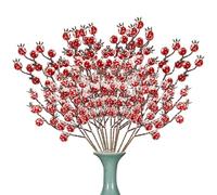 16Pcs Christmas Artificial Red Berry Picks, Snowy Berries Picks Christmas Tree Sprays Frosted Berry Branches Holly Berries Picks for Xmas Decorations DIY Crafts Wreath Making Supplies