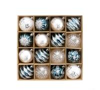 16pcs Christmas Ball Ornaments 6cm Plastic Balls for Tree, Wreath, Garland and Holiday Decoration Use (D)