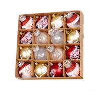 16PCS Christmas Baubles 6CM Shatterproof Ornaments Glitter Transparent Balls for Tree Hanging Decor Wedding Party Home Office(C)
