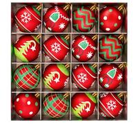16Pcs Christmas Baubles, 6CM Tree Decorations Set Christmas Tree Hanging Balls for Holidays Home Xmas Party Decoration (Red and Green)