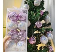 16pcs Christmas Baubles Christmas Tree Balls Set - 2.36" Pink & Sparkling White Shatterproof Hanging Balls Ornaments for Xmas, Birthday, Holiday Party, Wreath & Wedding Decorations, 60mm