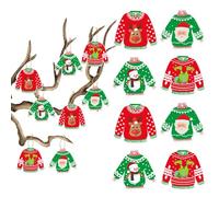 16Pcs Christmas Hanging Ornament for Tree,Xmas Hanging Pendants Tree Decorations,Funny Mini Christmas Ugly Jumpers Hanging Baubles Ornament Paper Cards for ChristmasTree Home Couryard Decorations