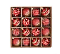 16PCS Christmas Tree Ornaments 6CM Colorful Balls for Weddings and Events Easy to Hang for Party and Holiday Decor (Red)